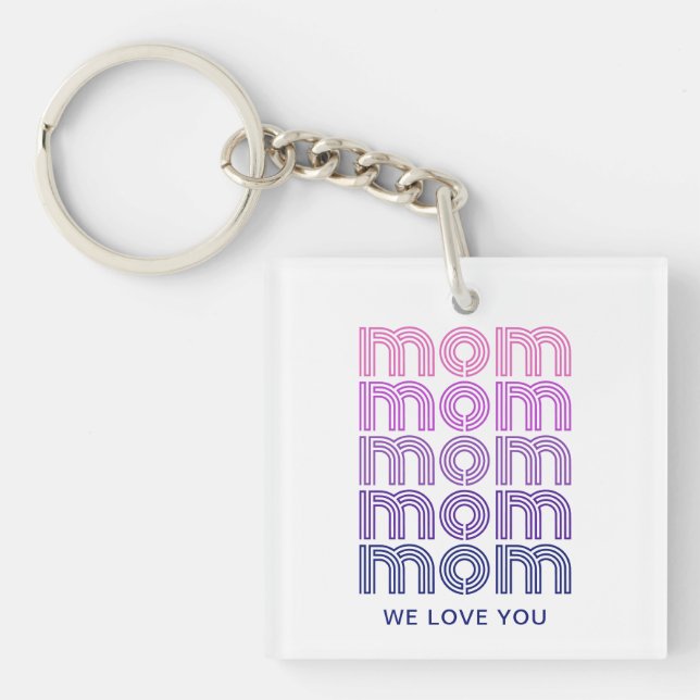 Mama | Rosa und Lila Discostile Text und Foto Schlüsselanhänger (Vorderseite)