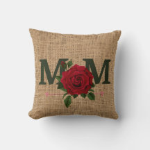 Mama Rose Burlap Printkopf Kissen