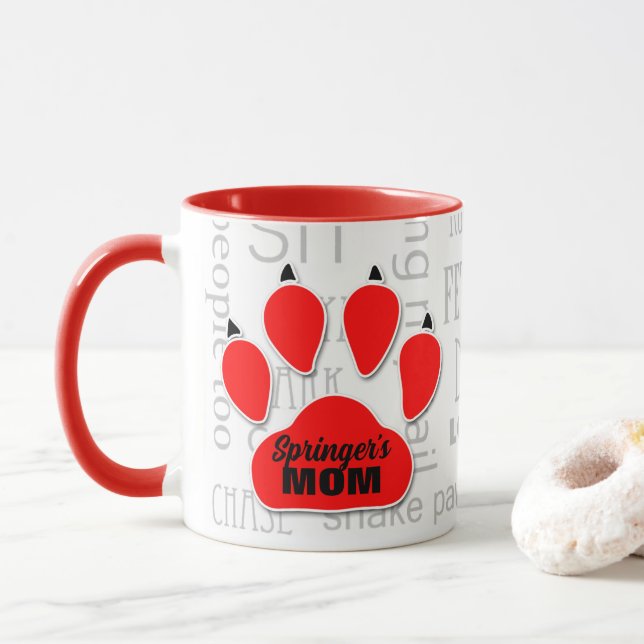 Mama Roter Pfoten mit Hundename Tasse (Mit Donut)