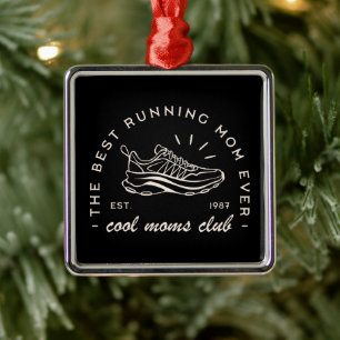 Mama-Run-Club Marathonläufer Ästhetik schwarz Ornament Aus Metall