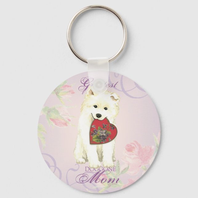 Mama "Samoyed Heart" Schlüsselanhänger (Vorderseite)