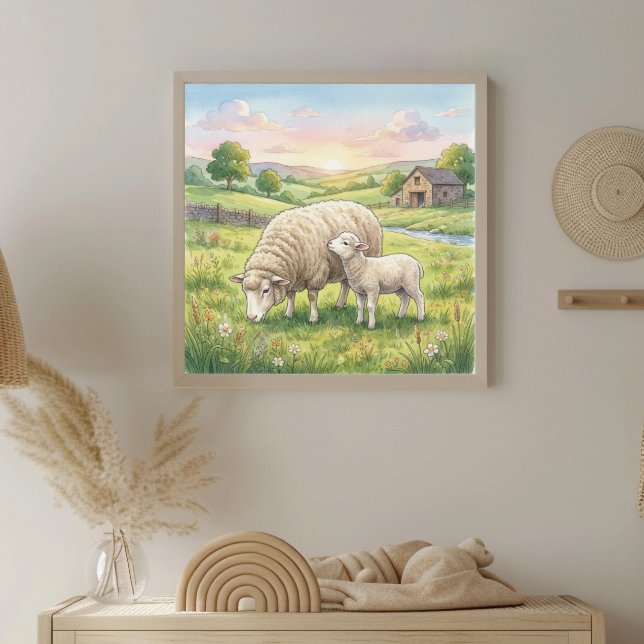 Mama-Schaf und Lamm-Kinderzimmer Poster (Von Creator hochgeladen)