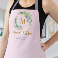 Mama Schürze Aromatische Kräuter Lila Goldpinken M