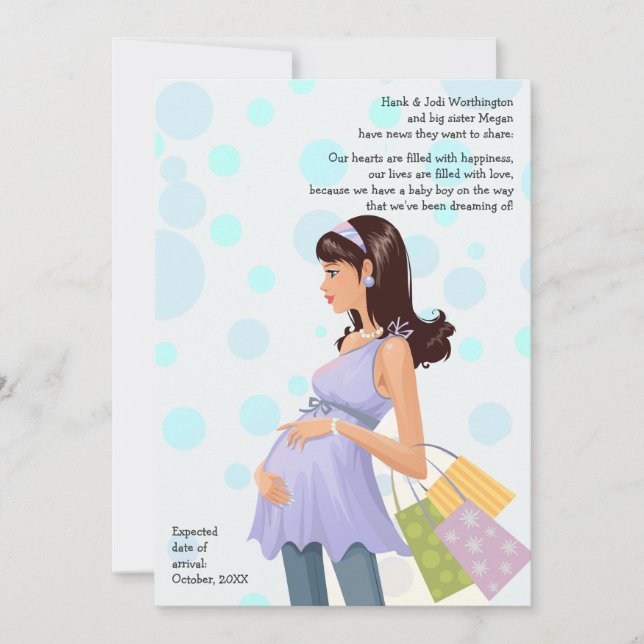 Mama Schwangerschaft (Junge) Ankündigung (Vorderseite)