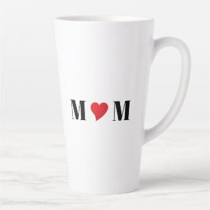 Mama Schwarz-weißes rotes Herz Moderne Typografie  Milchtasse