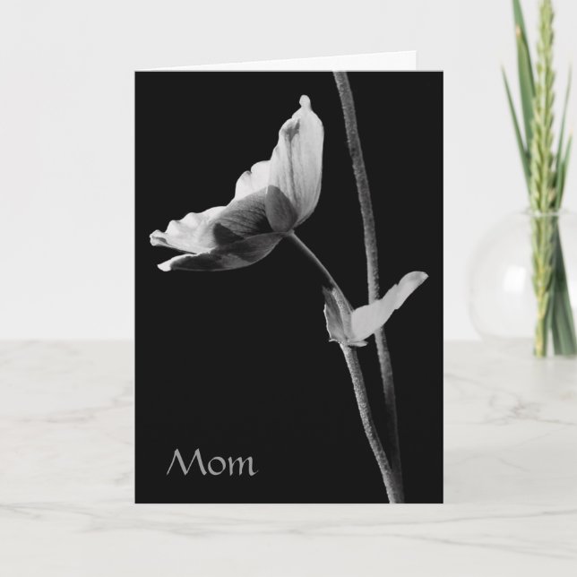 Mama Schwarzweiß-Blume Karte (Vorderseite)