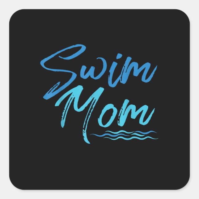 Mama schwimmen Funny Niedliches Geschenk Quadratischer Aufkleber (Vorderseite)