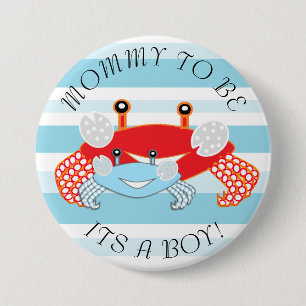 Mama seine Krabbe sein ein Jungen-Babyparty-Knopf Button
