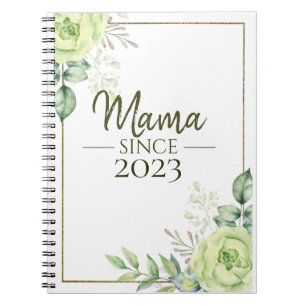 Mama seit personalisiertem Jahr Blumen handschrift Notizblock