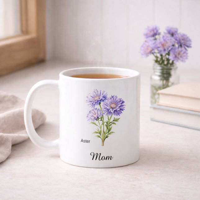 Mama September Geburtsblume Aster Kaffeetasse (Von Creator hochgeladen)
