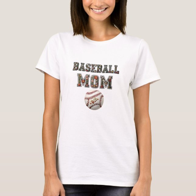 Mama-Shirt für Blumenbaseball, Shirt für den Spiel (Vorderseite)