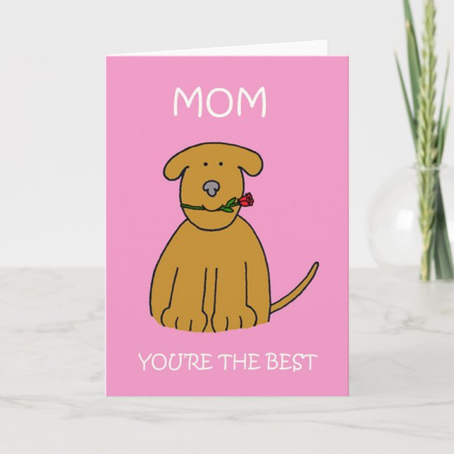 Mama Sie sind der beste Cartoon-Welpe Karte (Vorderseite)