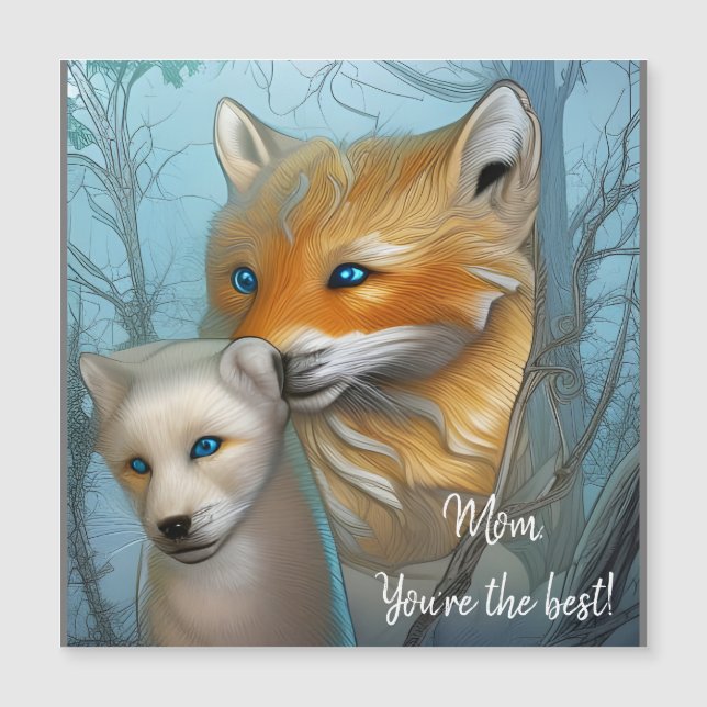 Mama Sie sind die Besten - Fuchs und Baby Magnetkarte (Vorderseite)