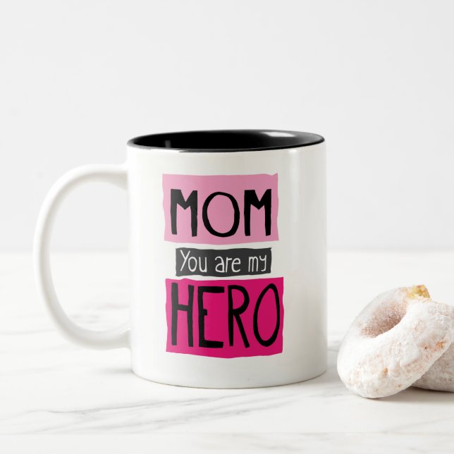 Mama sind Sie meine Held-Grafik-Tasse Zweifarbige Tasse (Mit Donut)