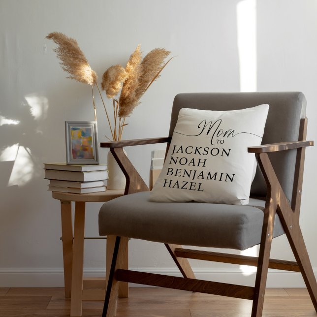 Mama Skript Personalisierte Kinder Namen Muttertag Kissen (Mom Script Personalized Kids Names Mother's Day Throw Pillow)