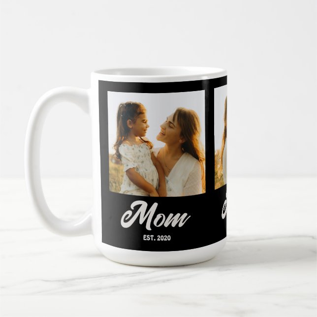 Mama Skript Schwarz 3 Foto Kaffeetasse (Links)