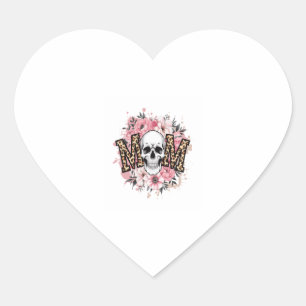 Mama Skull Mama Leopard Skull Herz-Aufkleber