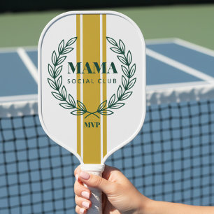 Mama Social Club Monogramm-Kranz Preppy-Streifen Pickleball Schläger