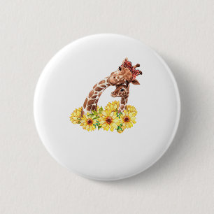 Mama Sonnenblume Geschenk Safari Afrika Tierkinder Button