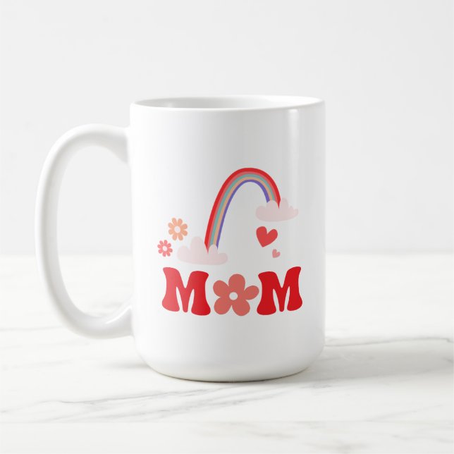 Mama Süßer Regenbogen Und Blumen Kaffeetasse (Links)