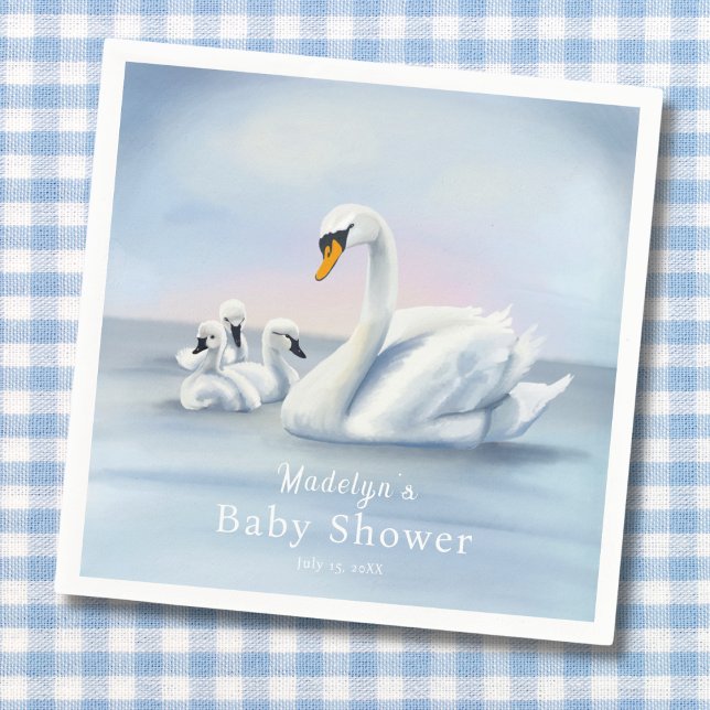 Mama Swan mit Babies Baby Dusche Serviette (Von Creator hochgeladen)