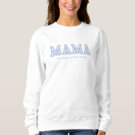 Mama Sweater, Blue Toile Pattern Floral Sweatshirt