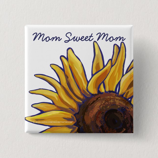 Mama Sweet Mama Sonnenblumen Kunst Button (Vorderseite)