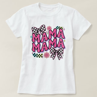 Mama T-shirt à carreaux et imprimé léopard rose av