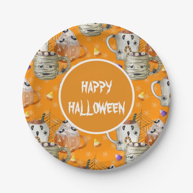 Mama Tasse Happy Halloween Pappteller (Vorderseite)