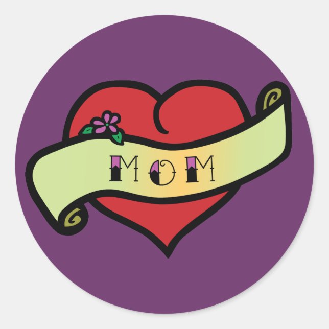 Mama Tattoo Heart Runder Aufkleber (Vorderseite)