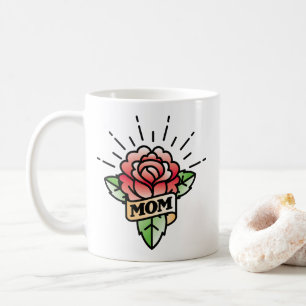Mama Tattoo Style Rose Kaffee Tasse