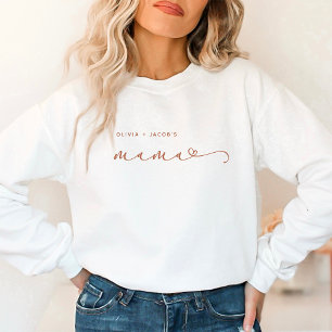 Mama   Terracotta Script and Heart with Kids Names Sweatshirt
