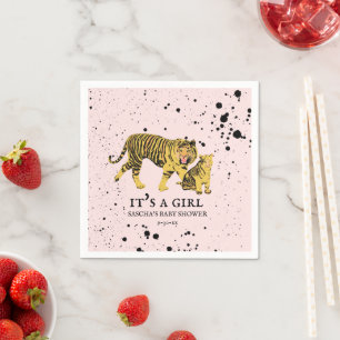 Mama Tiger Paint Spritzer Pink Girl Baby Dusche Serviette