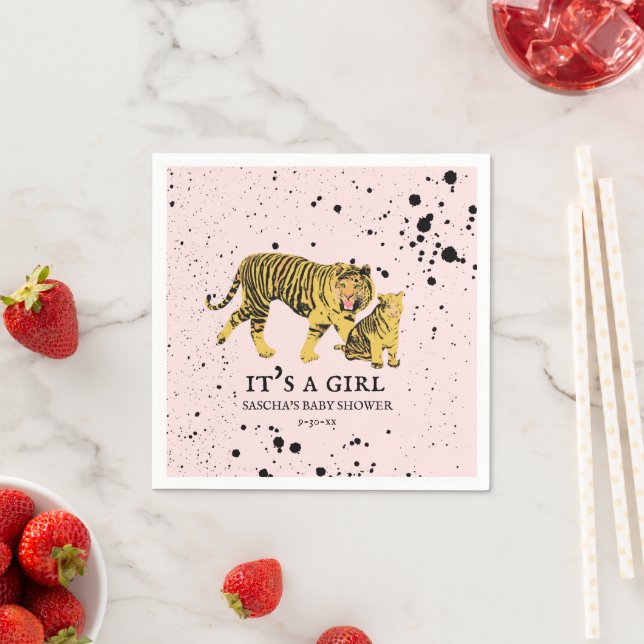 Mama Tiger Paint Spritzer Pink Girl Baby Dusche Serviette (Beispiel)