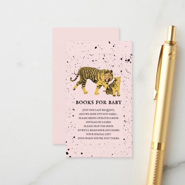 Mama Tiger Pink Girl Babydusche Anfrage Begleitkarte (Vorderseite/Rückseite Beispiel)
