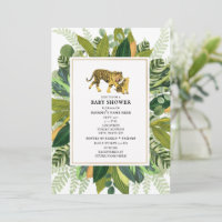 Mama Tiger Tropical Greenery Baby DuscheInvitat