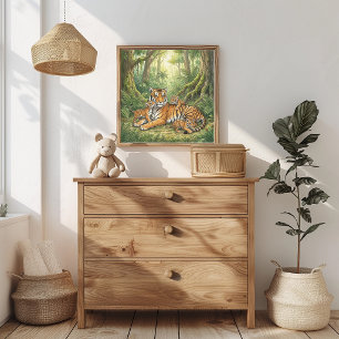 Mama Tiger und Kleinen Kinderzimmer Poster