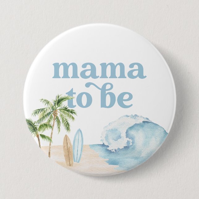Mama to Be Baby on Board Beach Baby Dusche Button (Vorderseite)