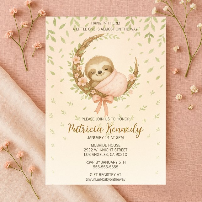 Mama to be Cosy Sloth Woodland Babydusche Einladung (Mom-to-be Cozy Sloth Woodland Baby Shower Invitation
)