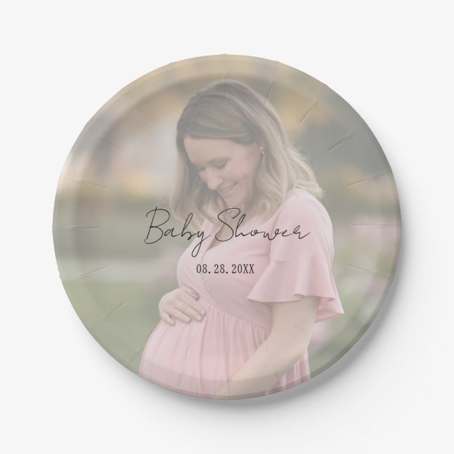 Mama-to-be-Foto Babydusche Pappteller (Vorderseite)