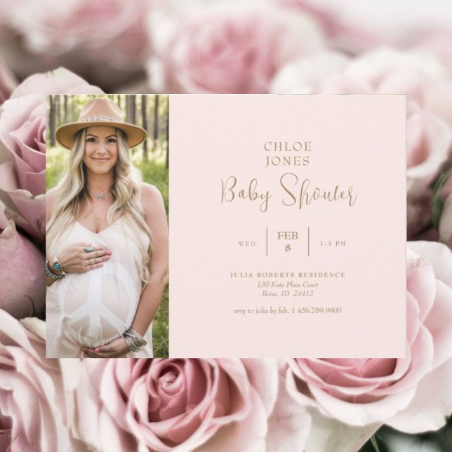 Mama-to-be-Foto Pink Simple Baby Shower Einladung (Von Creator hochgeladen)