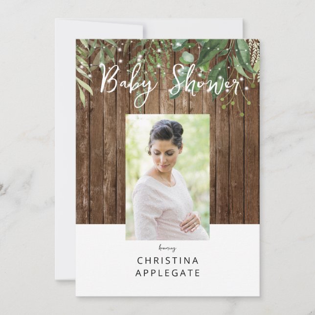 Mama to be Foto Rustic Baby Shower Einladung (Vorderseite)