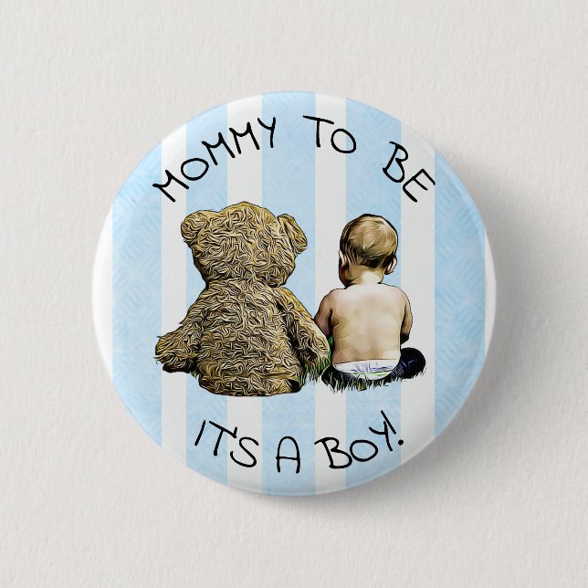 Mama to be, It a boy, Baby Shower Button (Vorderseite)