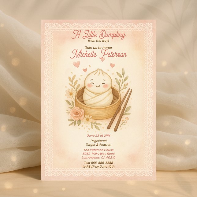 Mama-to-be Niedlich Kleine Dumpling Pastel Babydus Einladung (Mom-to-Be Cute Little Dumpling Pastel Baby Shower Invitation)