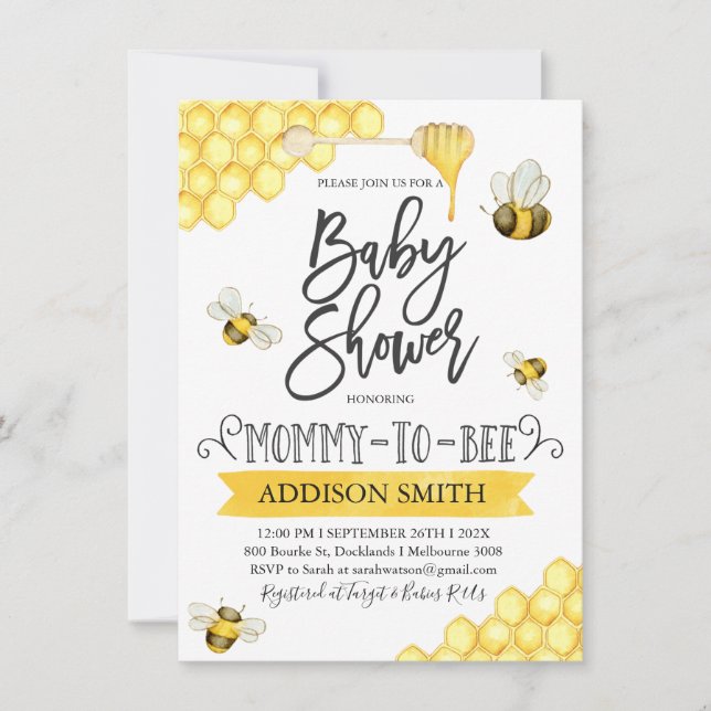 Mama to be Themed Baby Dusche Einladung (Vorderseite)