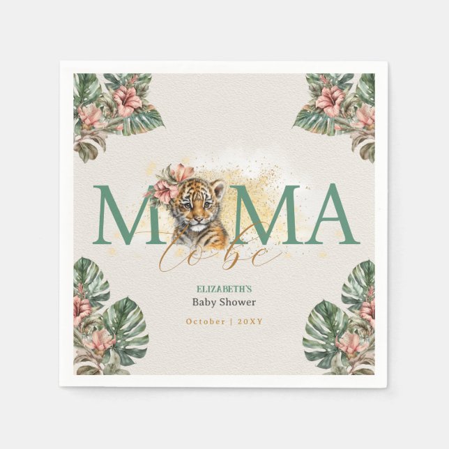 Mama to be Tiger Animal Wild Baby Girl Dusche Serviette (Vorderseite)