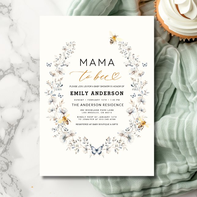 Mama to bebe Wildblume Gender Neutral Baby Shower Einladung (Von Creator hochgeladen)