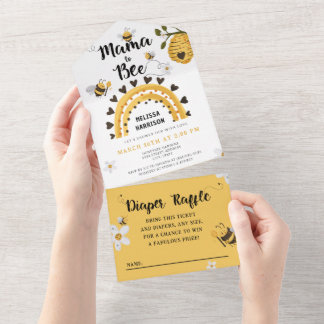 Mama to Bee Baby Shower All In One Einladung