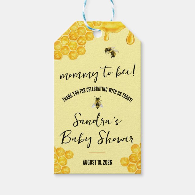 Mama to Bee! Baby Shower Gevor Vielen Dank Geschenkanhänger (Vorderseite)