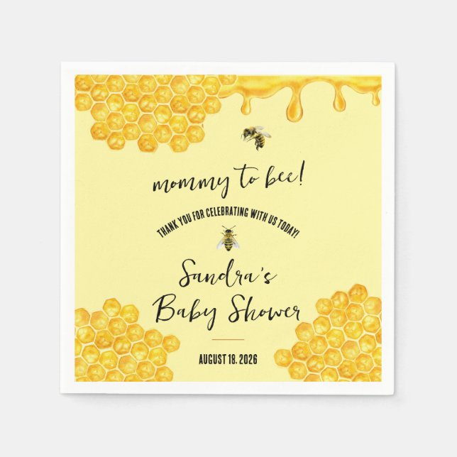 Mama to Bee! Baby Shower Gevor Vielen Dank Serviette (Vorderseite)